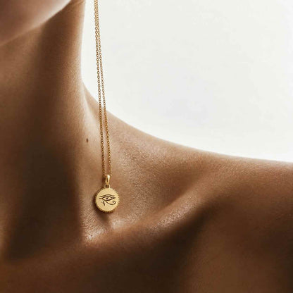 14k Gold Diamond Eye of Horus Necklace: Egyptian Protection Pendant
