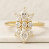 18K Solid Gold Minimalist Flower Cluster Diamond Ring