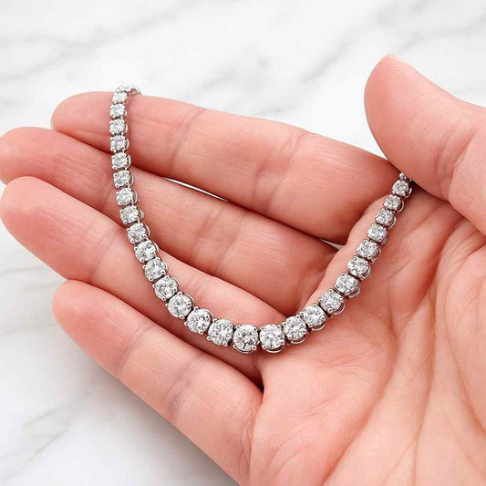 14k Gold Diamond Tennis Necklace 3mm Lab-Grown Diamond Tennis Necklace Dainty Choker Necklace Bridesmaid Gift Anniversary Gift for Her