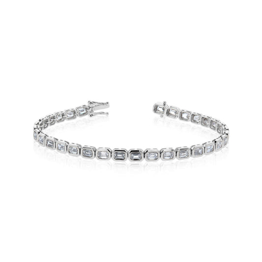 14k Gold Emerald Cut Diamond Tennis Bracelet