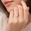 14K White Gold Curved Chevron Stacking Ring
