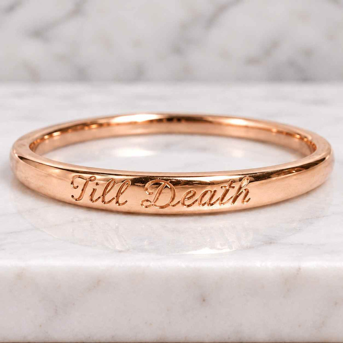 14k gold engravable ring | minimal stackable band, custom couple jewelry gift
