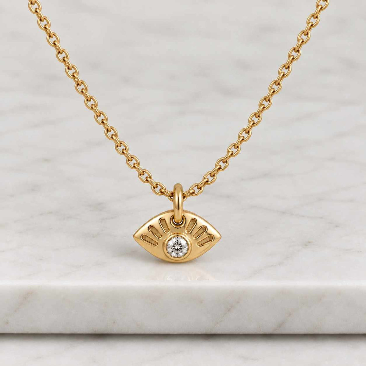 Evil Eye Necklace /14k Gold Evil Eye Necklace /Diamond Evil Eye Jewelry with Sapphire / Good Luck Necklace / Evil Eye Charm
