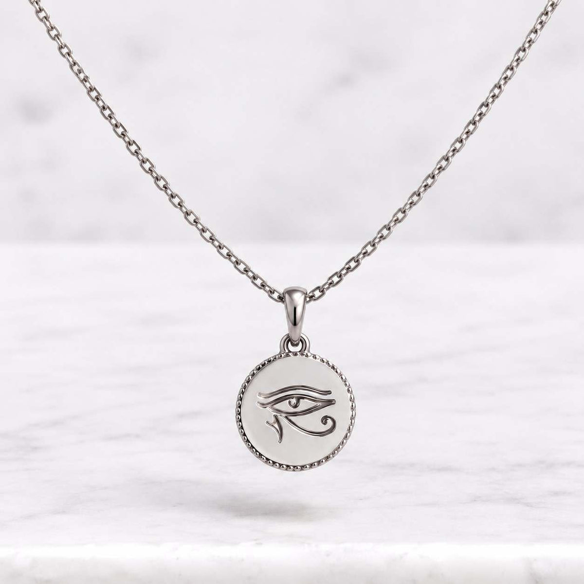 14k gold eye of ra necklace with sapphire – ankh cross necklace – egyptian protection jewelry – horus amulet pendant – gift for her, women
