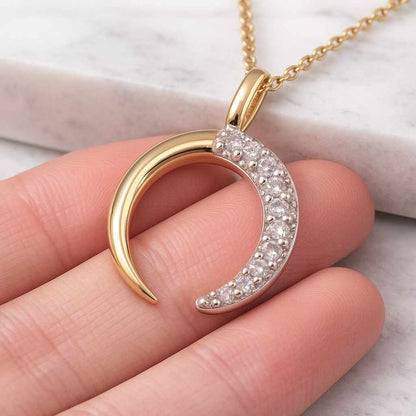 14k Gold Filled Moon Necklace Sterling Silver Moon Necklace Crescent moon necklace Half moon necklace Diamond Moon Necklace  Silver Moon