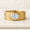 Bezel Set Single Stone Oval Moissanite Diamond Men’s Wedding Band