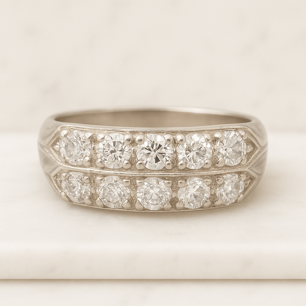 14k Gold Flush Set Diamond Ring