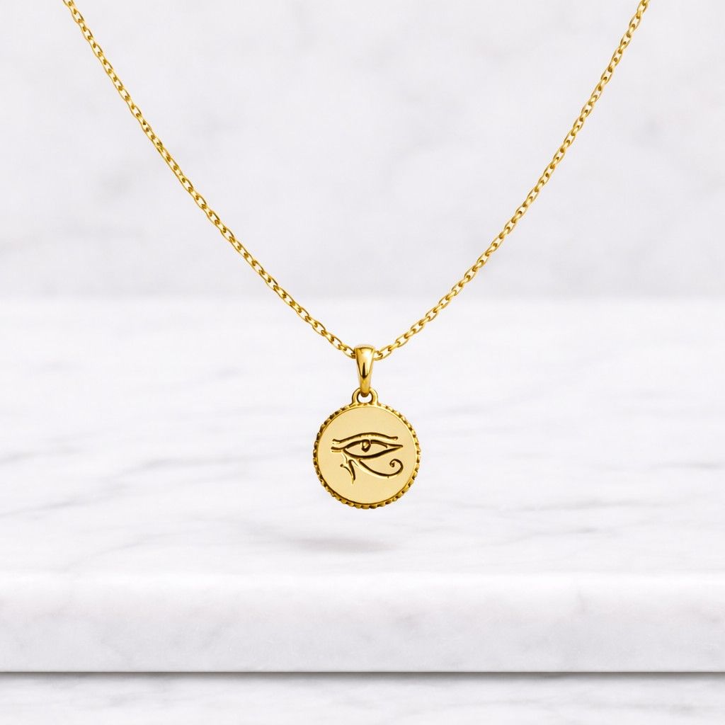 eye of ra necklace, 925 sterling silver eye of horus pendant, 14k gold plated egyptian protection amulet, spiritual jewelry gift for her
