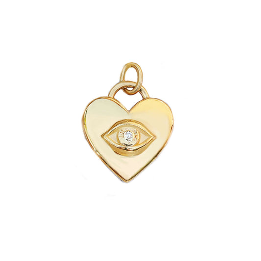 14k Gold Heart Evil Eye Necklace