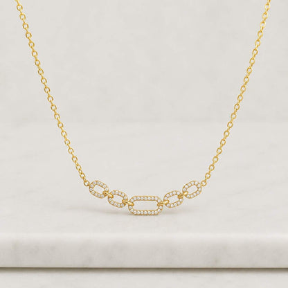 14k Gold Linked Pendant Necklace: Interlocking Infinity Jewelry