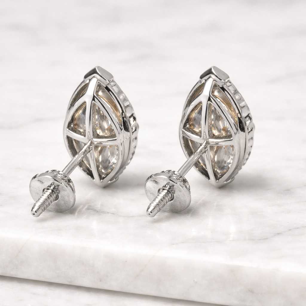  14k Gold Marquise Diamond Solitaire Earrings