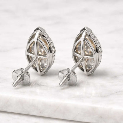  14k Gold Marquise Diamond Solitaire Earrings