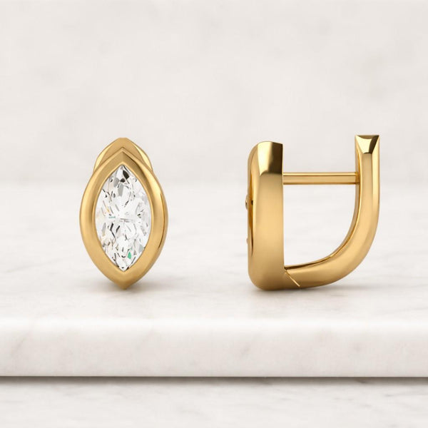 14k Gold Marquise Huggie