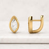 14k Gold Marquise Huggie Solid Gold Earring