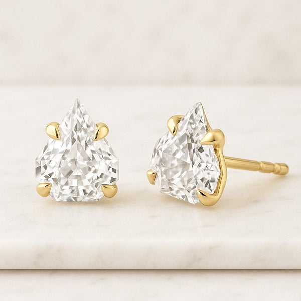 14k Gold Natural Diamond Stud Earring Singl Prong Screw Back