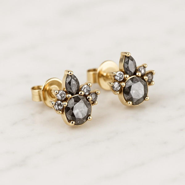 14k Gold Natural Diamond Stud Earring Single Prong Screw Back