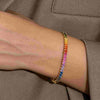 10K Gold Rainbow Gemstones Bangle Bracelet