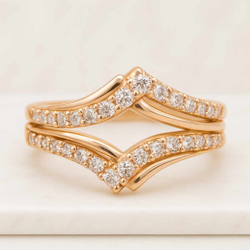 14k Gold Open Wedding Band Solid Gold Gap Wedding Ring Womens Cuff Stacking Ring Lab Created Diamond Cz Ring Marquise Stackable Ring