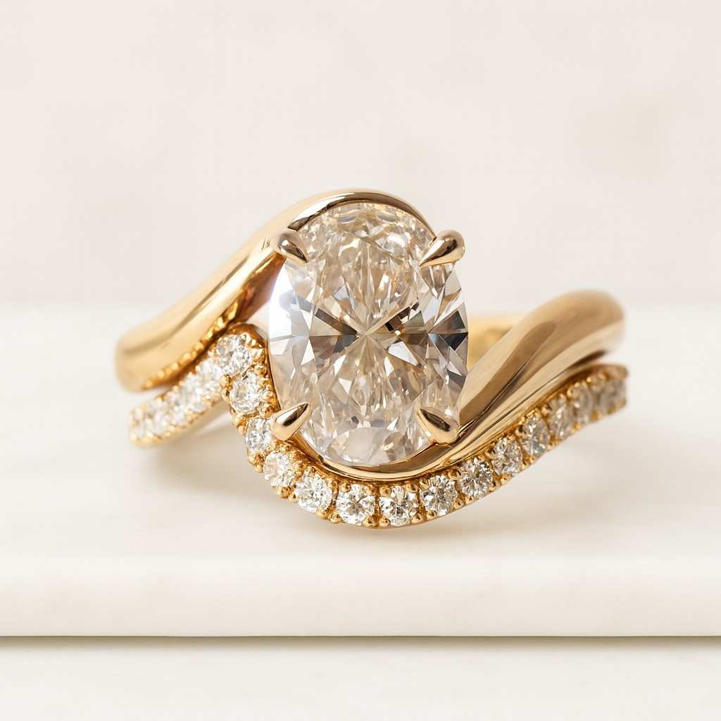 14k Gold Oval Cut Engagement Ring