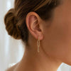 14K Solid Gold Linked Paperclip Drop Earrings