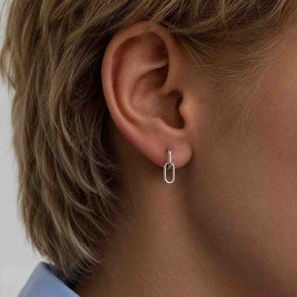 14k Gold Paperclip Earrings, Solid Gold Paperclip Chain, Dangling Earrings, Trendy Earrings, Plain Gold Earrings, Simple Earrings Gift