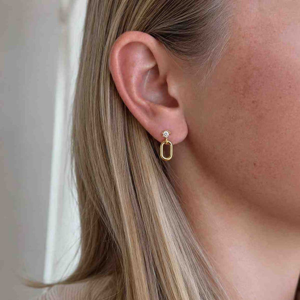 14k Gold Paperclip Earrings, Solid Gold Paperclip Chain, Dangling Earrings, Trendy Earrings, Plain Gold Earrings, Simple Earrings Gift