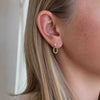 14K Gold Round Lab Grown Diamond Dainty Oval Link Drop Stud Earrings