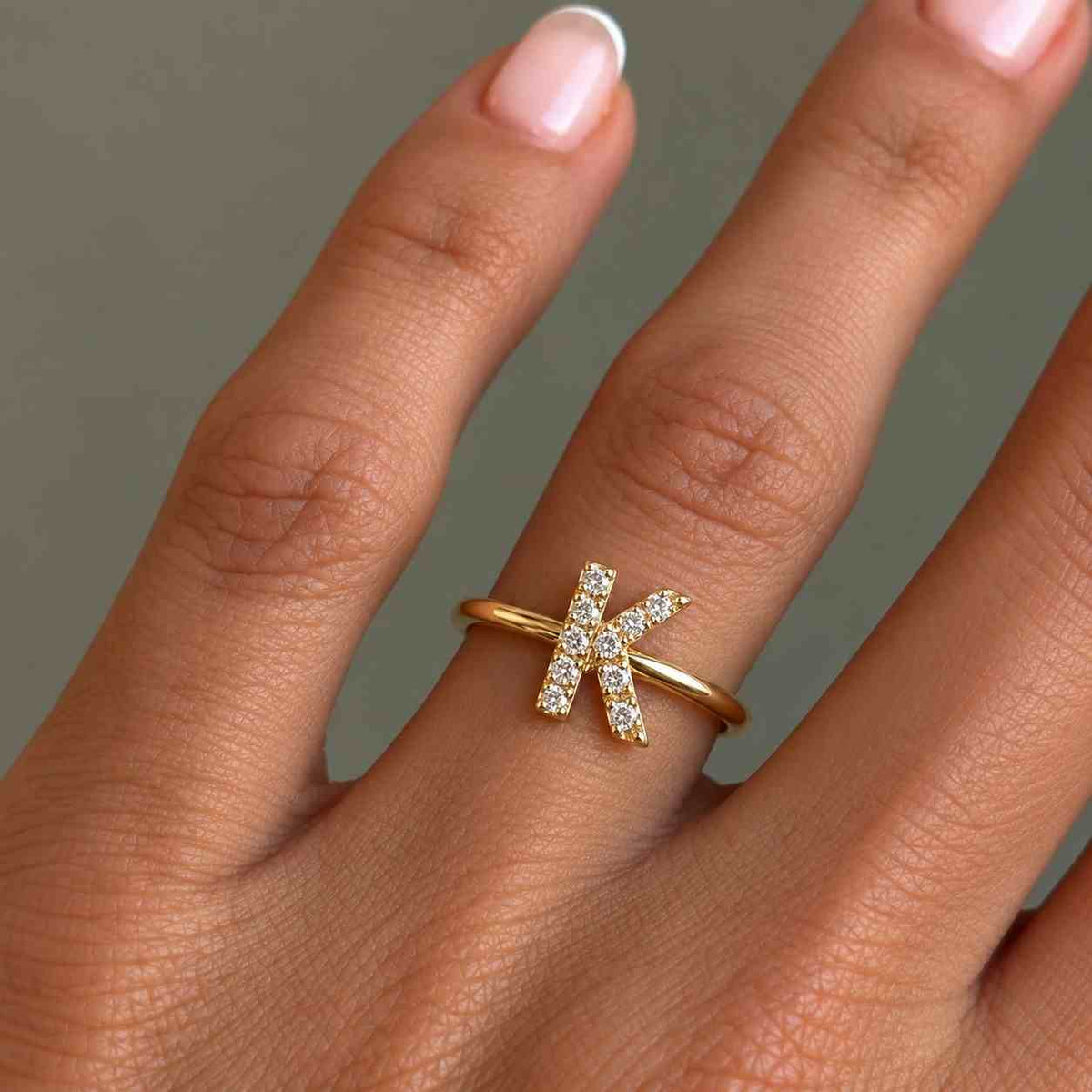 14k gold pave lab diamond signet ring, custom initial oval pinky band, personalized monogram statement ring, engraved fine jewelry

