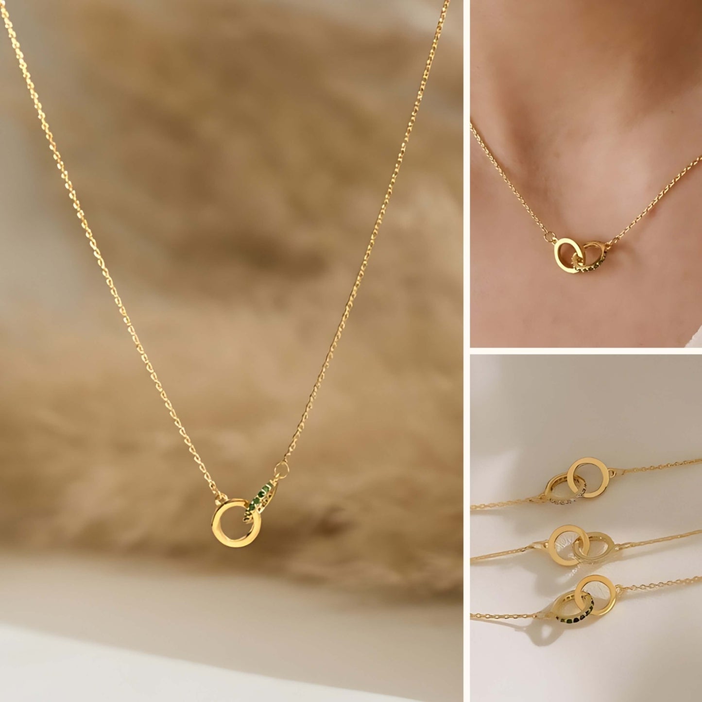 14k Gold Personalized Birthstone Necklace, Custom Birthstone Jewelry