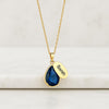 Pear Birthstone Engraved Name Necklace