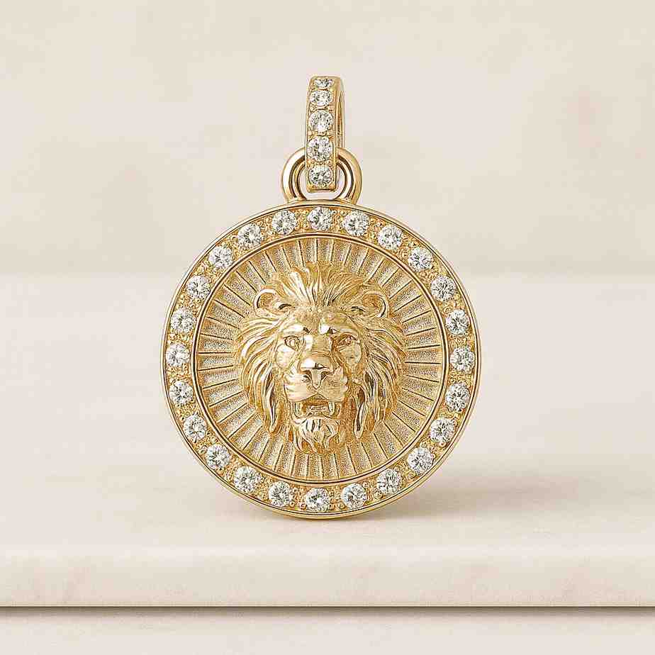 14k Gold Tiger Pendant Necklace Solid Gold Animal Charm Jewelry