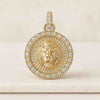18K Gold Lion Lab Grown Diamond Coin Pendant