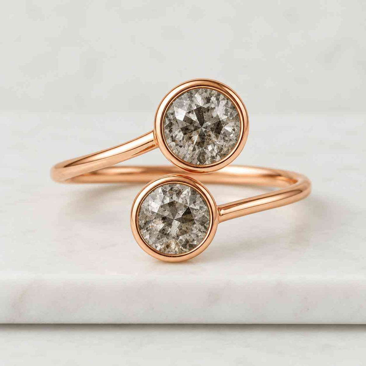 14k gold toi et moi ring marquise & round lab grown diamond engagement ring