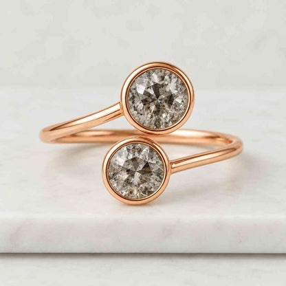 14k Gold Toi et Moi Ring Marquise & Round Lab Grown Diamond Engagement Ring