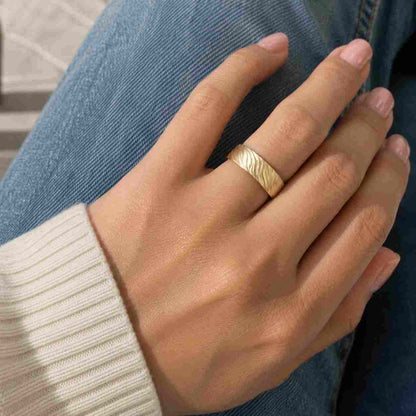 14k Gold Wedding Band, Dainty Wedding Band, Unusual Ring, 14k Solid Gold Band, Unique Brushed Gold, Matte Finish, Anniversary Gift, Bonnie

