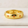 18K Solid Gold Star Bright Flush Set Gemstone Round Cut Dimond Band