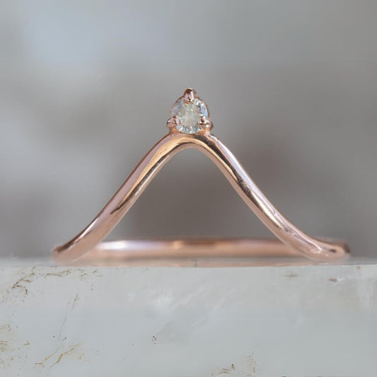 14k Gold Wedding Ring Set, Minimalist Oval Simulated Diamond Solitaire Ring