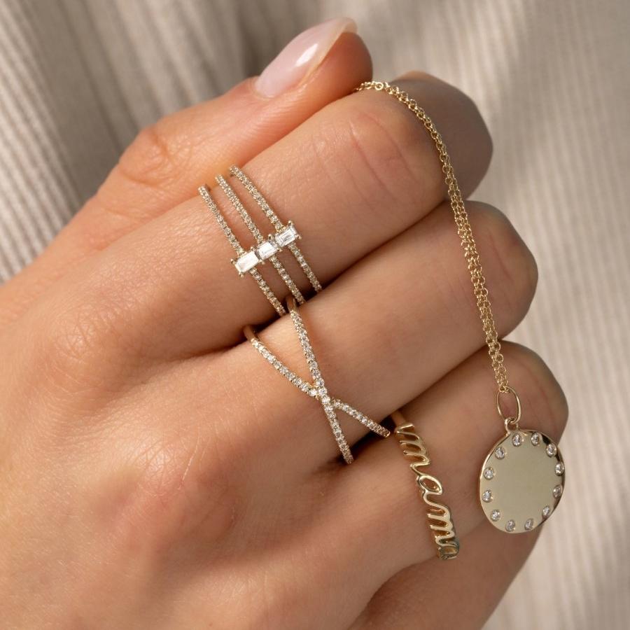 14k Gold X Statement Ring for Women