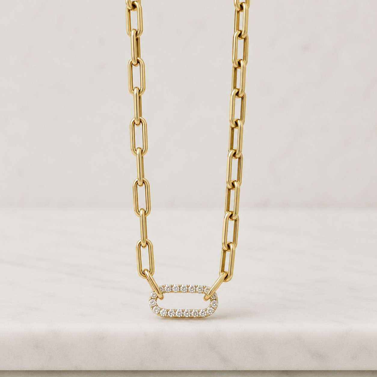 14k long link oval cable chain . available in multiple lengths. italian manufactured cable chain