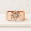 10K Gold Floral Round Lab Diamond Proposal Band Ring For Her