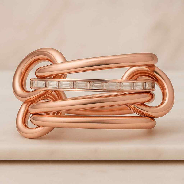 14k Rose Gold Baguette Diamond Connector Ring