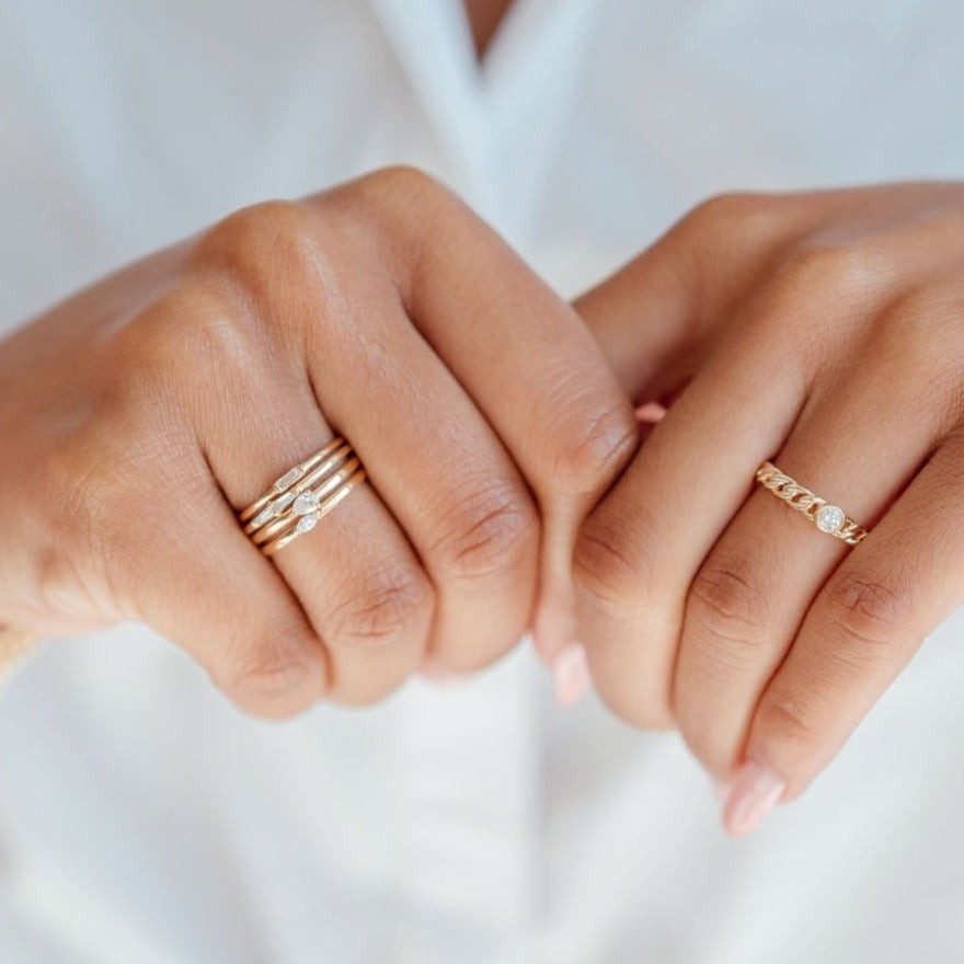 14k Rose Gold Pear Cut Diamond Minimalist Ring
