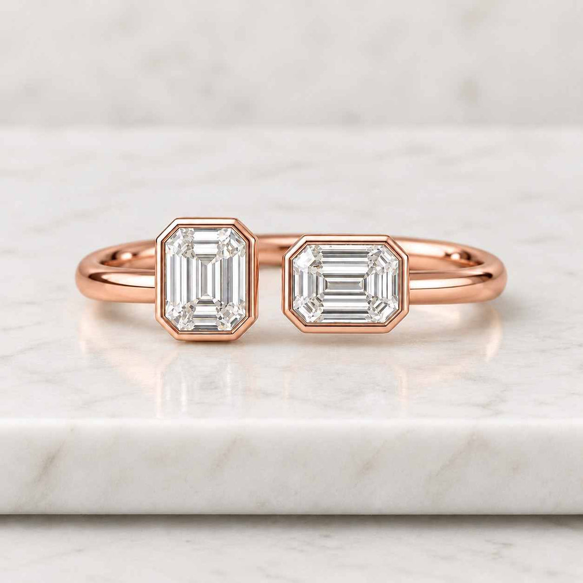  14k Rose gold, Toi et Moi Ring, Perfect gift