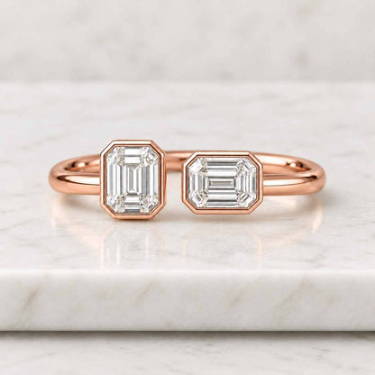  14k Rose gold, Toi et Moi Ring, Perfect gift
