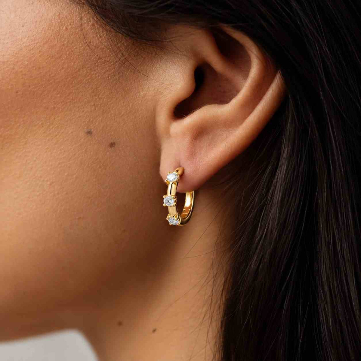 14k Small Diamond Huggies Hoop Earrings: Round Lab Grown Diamond, Minimalist Dainty Drop Jewelry
