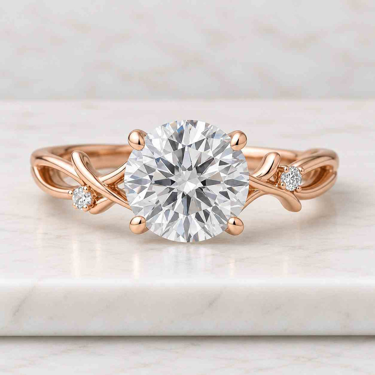 14k Solid Gold 0.6ct E, VVS2 Dainty Round Lab Grown Diamond Promise Ring, Unique Design Ring, Diamond Engagement Ring, Perfect gift for her
