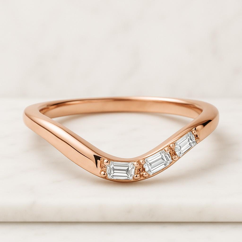 14k Solid Gold Baguette Ring, Half Eternity Moissanite Stacking Band, Dainty Wedding Ring