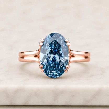 14k Solid Gold Blue Topaz Ring, Oval Cut Blue Topaz Stacking Ring Blue Topaz Gemstone Ring Birthstone Jewelry Bridesmaid Gift Bridal Jewelry
