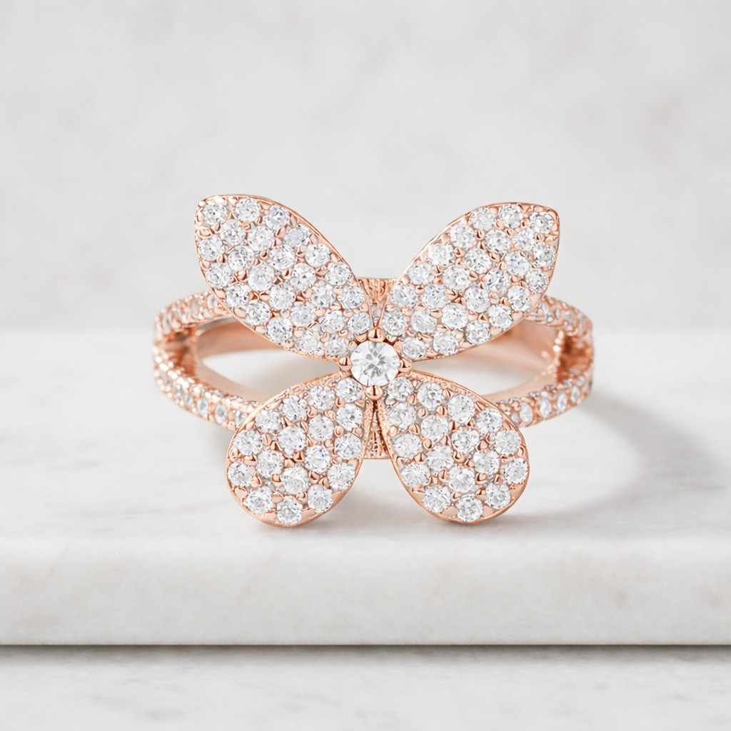 14k solid gold butterfly ring 