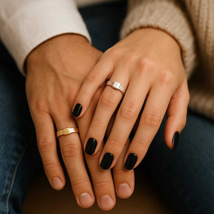 14k Solid Gold Chain Link Ring Lab Diamond Link Ring Minimalist Chain Link Band